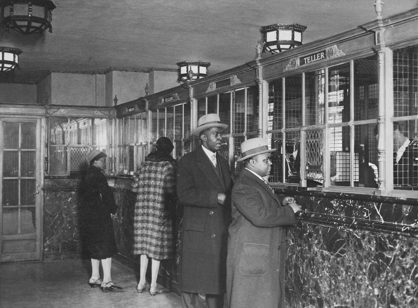 Customers Wait In Line At The Dunbar National Bank In Harlem, 1933.