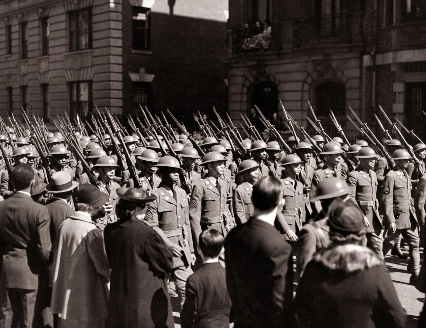 The 369Th Infantry, The Harlem Hellfighters, Marching In A Parade, 1930S.
