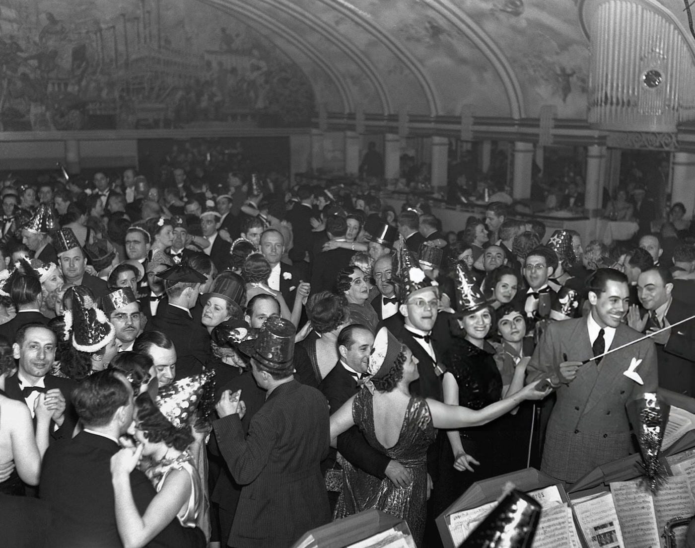 Cab Calloway Leads An Orchestra During A New Year'S Ball At The Cotton Club, 1937.