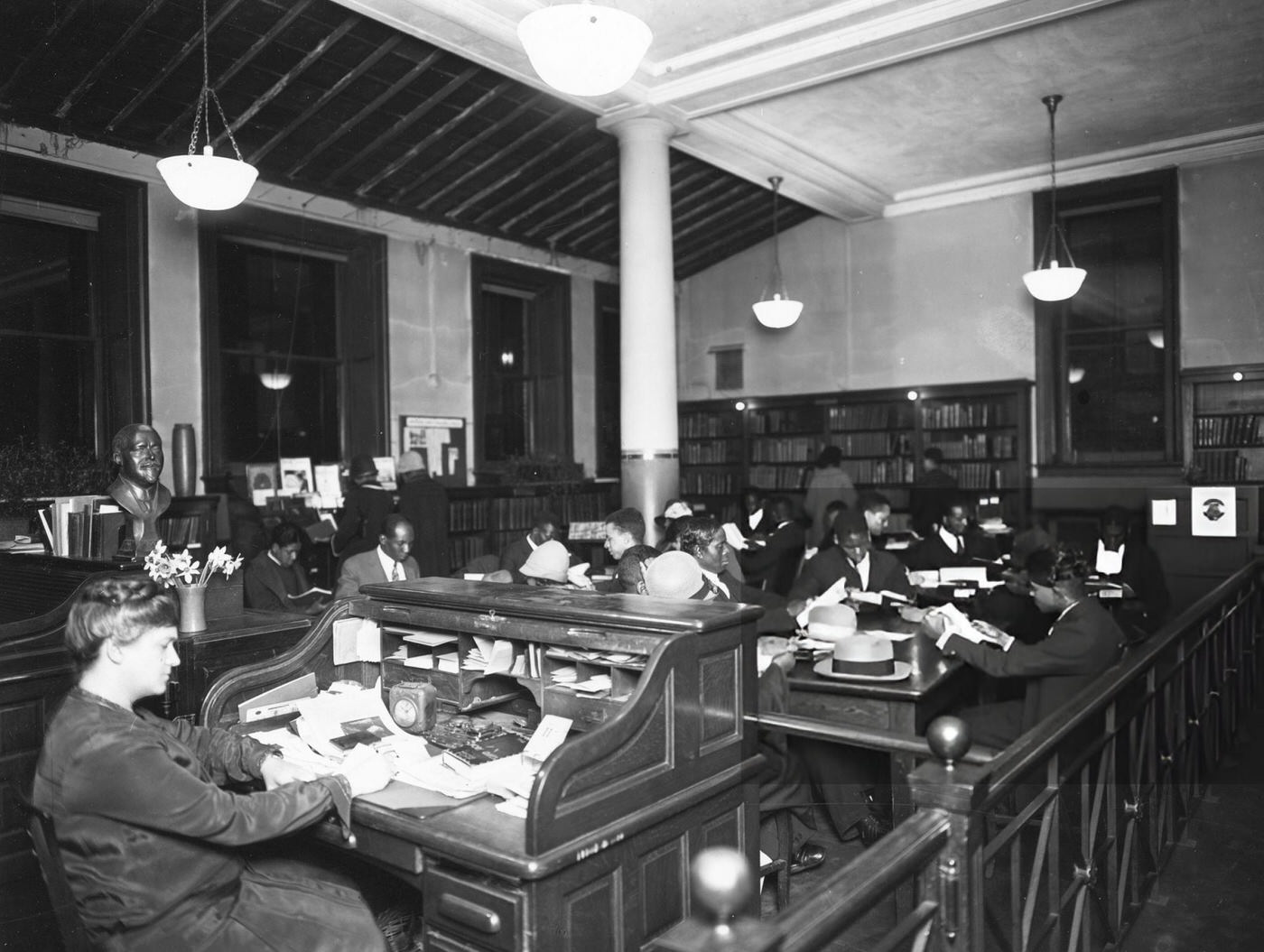 Ernestine Rose Working At The 135Th Street Branch Of The New York City Public Library, 1930.