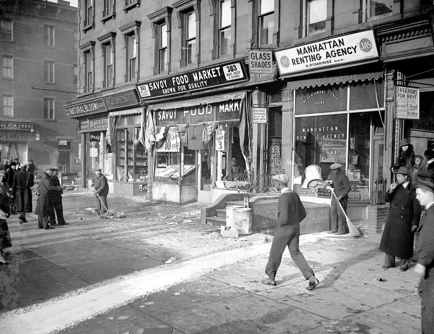 Cleanup Underway After Rioting In Harlem.