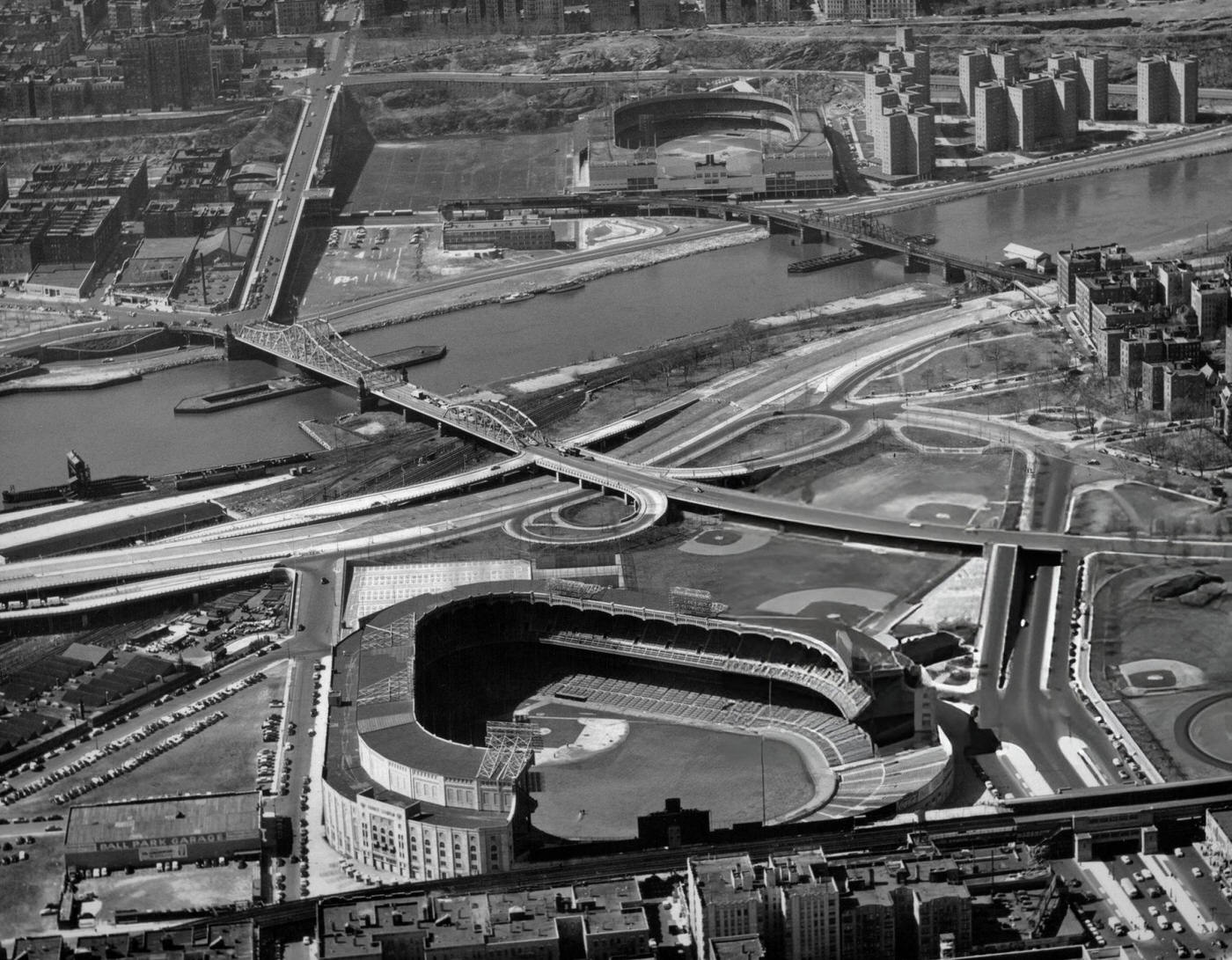 Yankee Stadium And The Polo Grounds Across The Harlem River, 1930S.