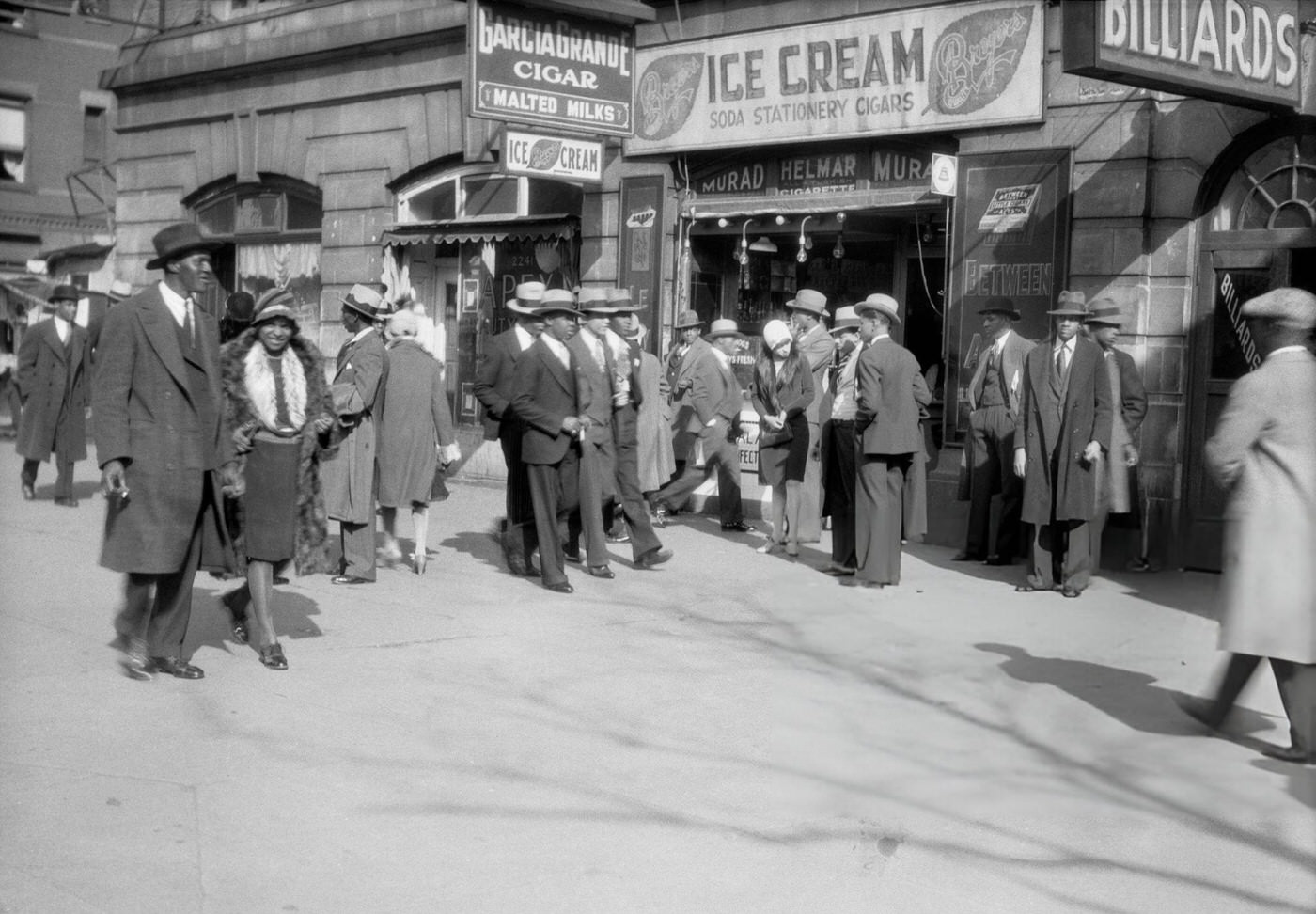 Pedestrians On A Harlem Sidewalk, 1930S.