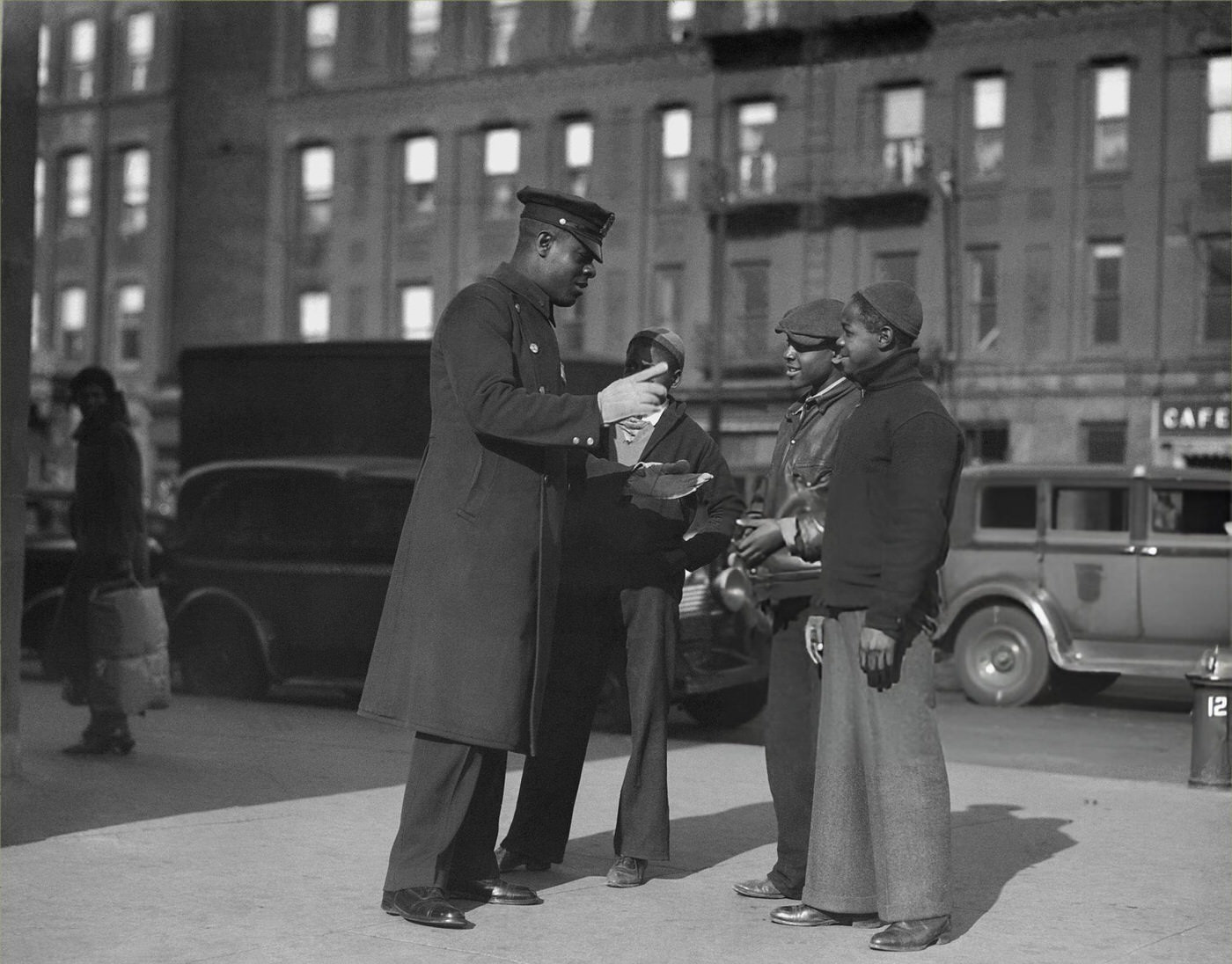 Policeman Talking With Harlem Street Kids, 1930S.