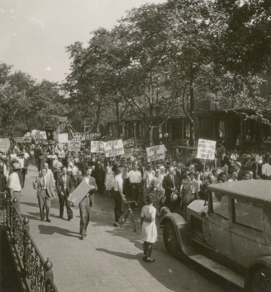 Marchers In Street During Scottsboro Protest Parade In Harlem, 1931.