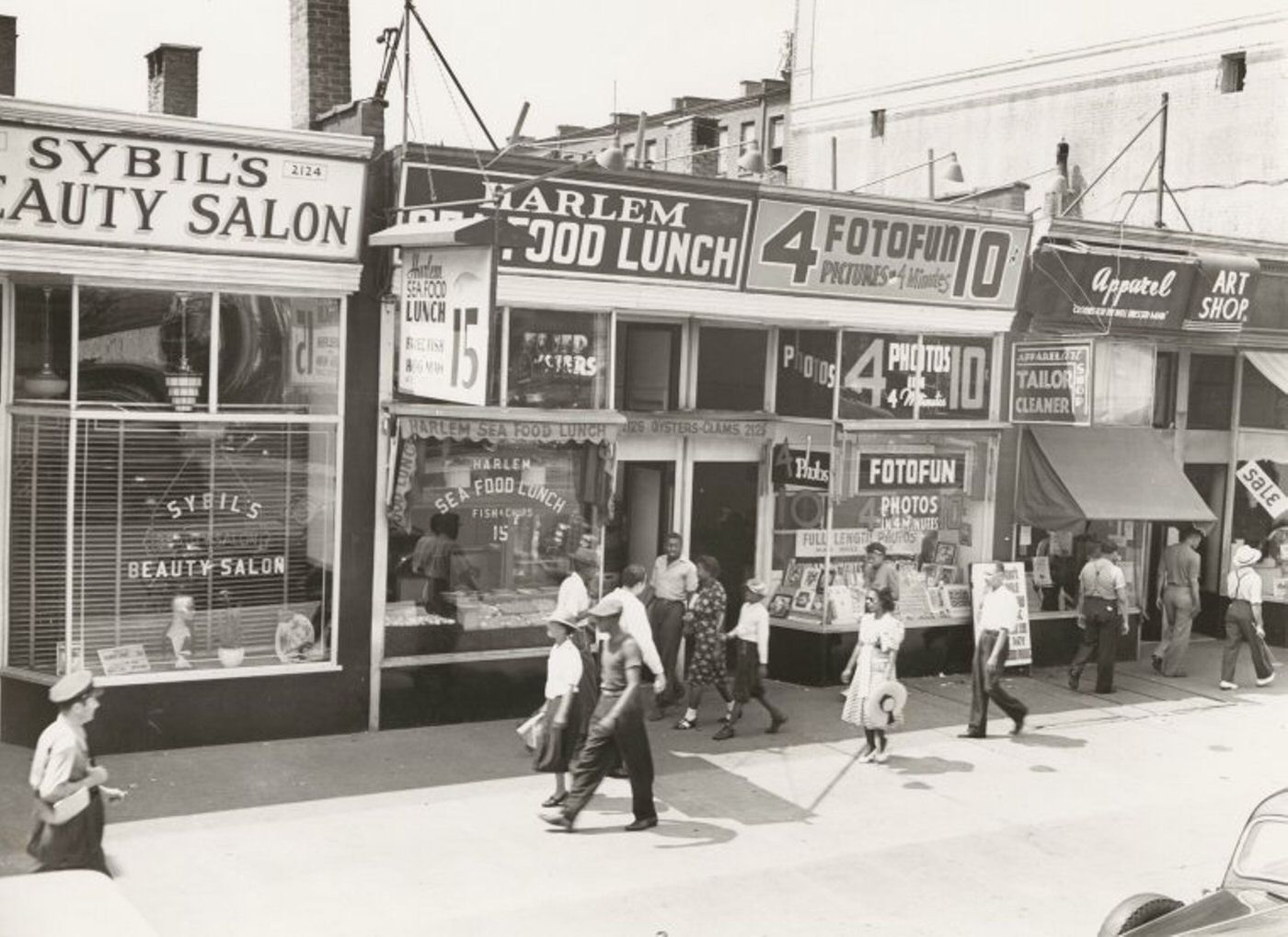 View Of Harlem Storefronts, 1939.