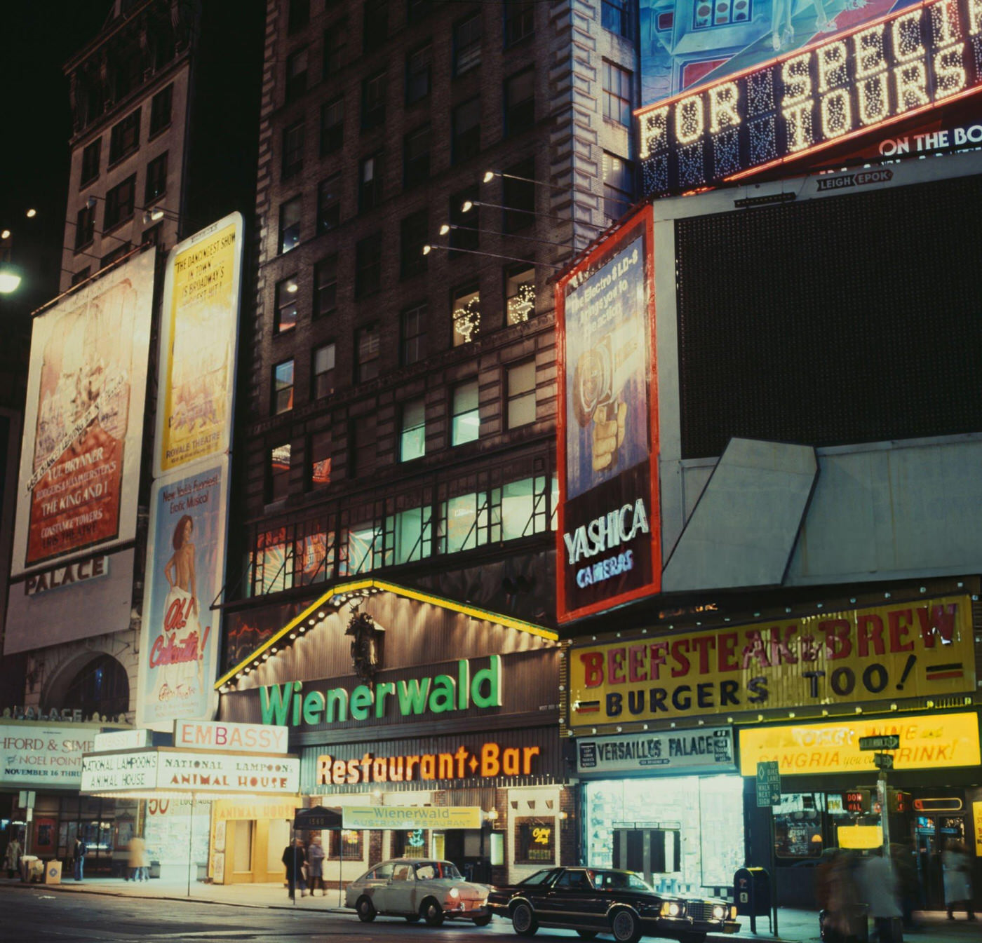 The Wienerwald Austrian Restaurant, The Electrical Goods Store Called Versailles Palace, And The Beefsteak &Amp;Amp; Brew Burgers Too! Restaurant On Broadway In Manhattan, 1978.