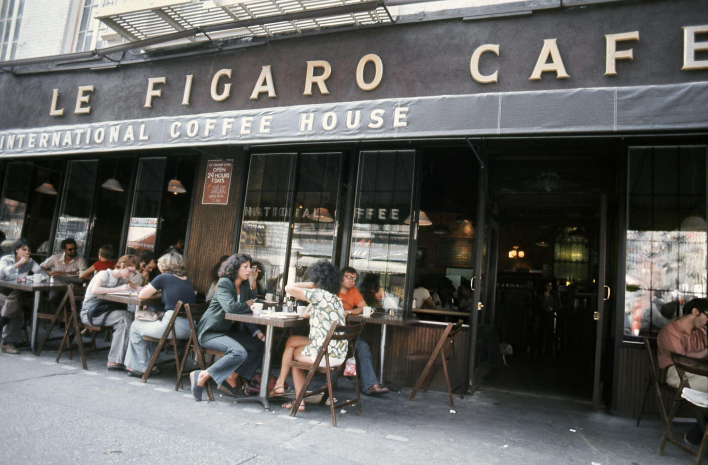 Le Figaro Cafe On The Corner Of Bleecker And Macdougal Streets In Greenwich Village, 1976.