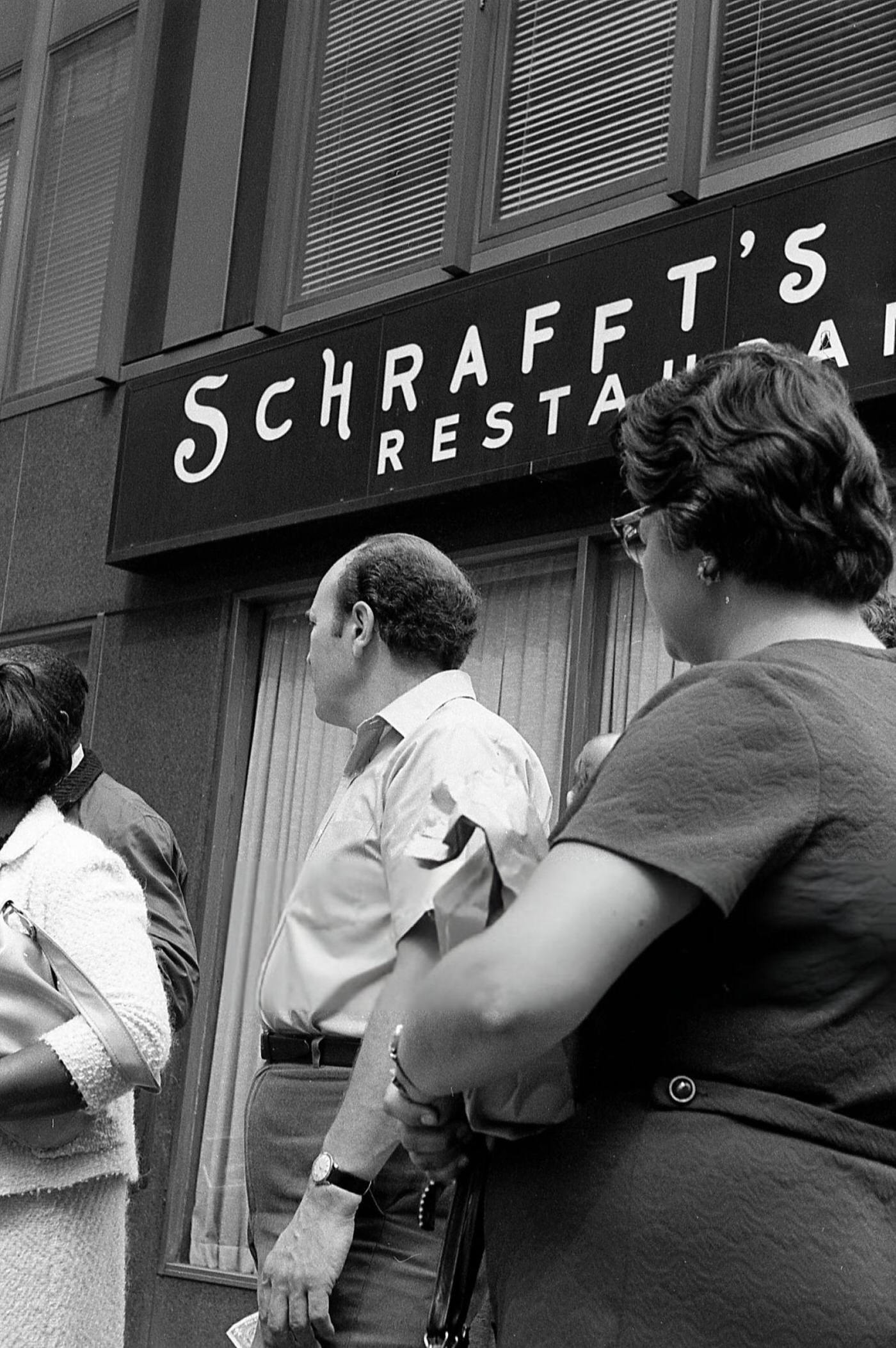 People Outside Of A Schrafft'S Restaurant In Manhattan, 1970.