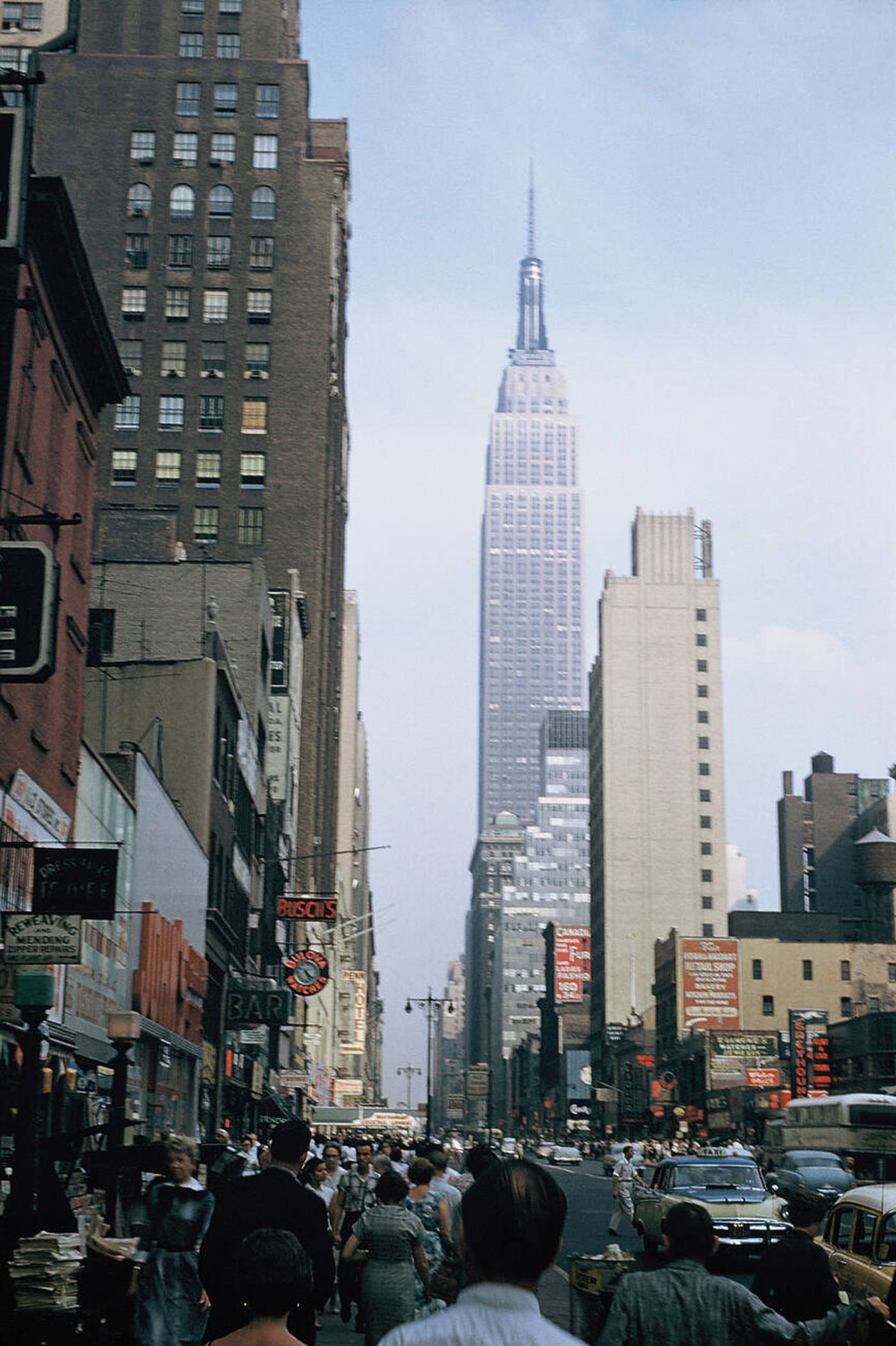 New York Street With Empire State Building, 1958.