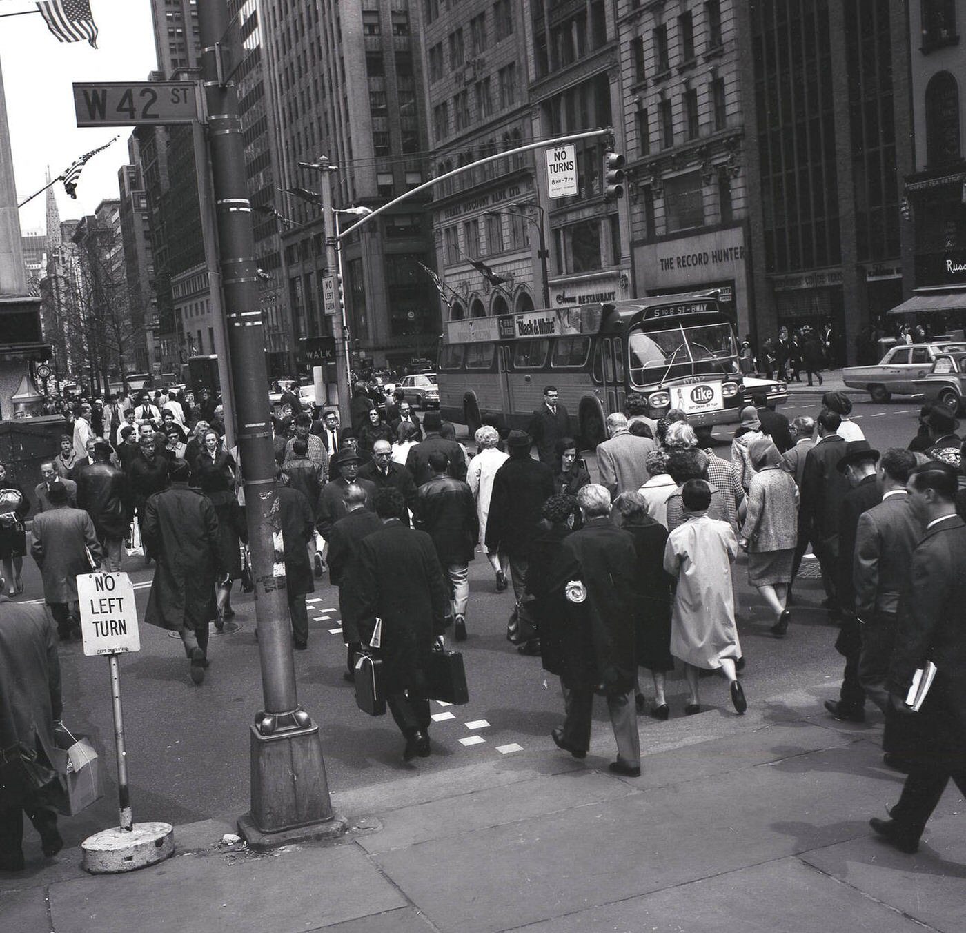 New Yorkers At W42 Street, A Major Crosstown Street In Manhattan, 1950S.