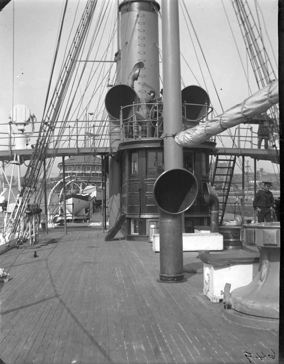 The Deck Of The Uss Detroit, Brooklyn Navy Yard, New York City, 1900S.