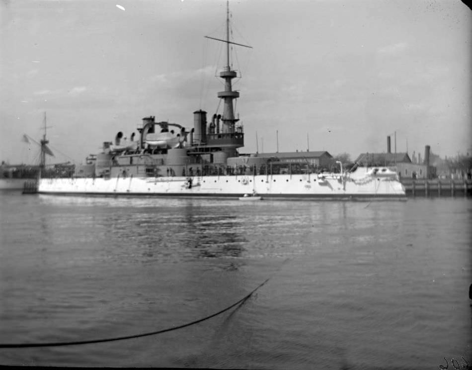 The Uss Massachusetts At Cob Dock, Brooklyn Navy Yard, New York City, 1900S.