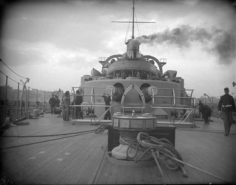 The Deck Of The Uss Massachusetts, Brooklyn Navy Yard, New York City, 1900S.