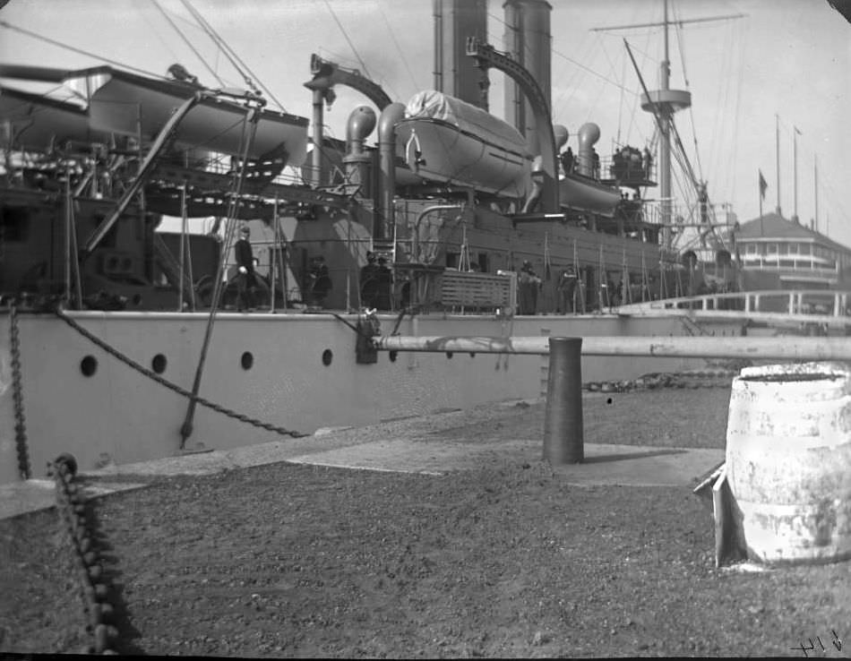 The Uss Maine At Cob Dock, Brooklyn Navy Yard, New York City, 1900S.
