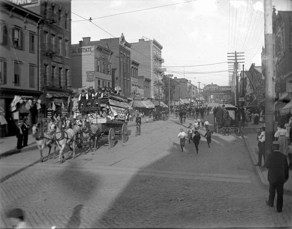 Wagon-Float Taking Part In The Bicycle Parade, Bronx, 1898.