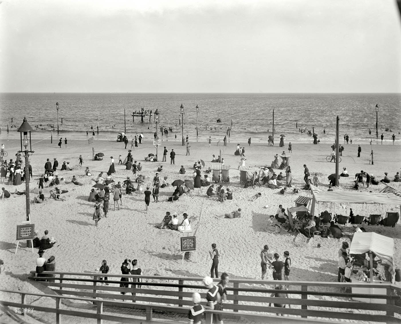 Brighton Beach, Circa 1901, With A Sign That Reads, &Amp;Quot;Neither Indecent Bathing Suits Nor Immodest Deportment Will Be Tolerated.&Amp;Quot;