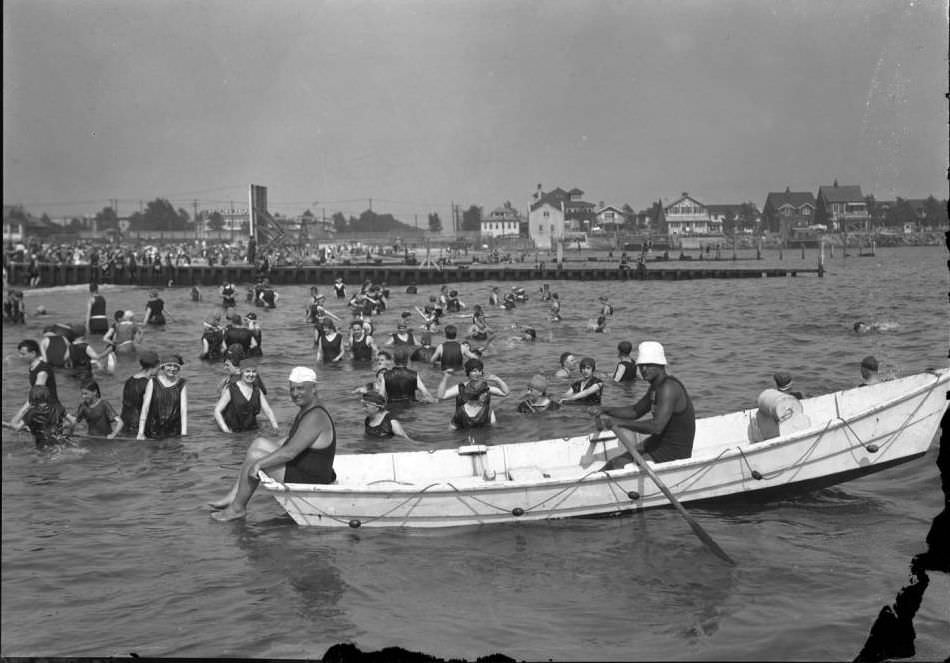 Beachgoers On Brighton Beach, 1920.