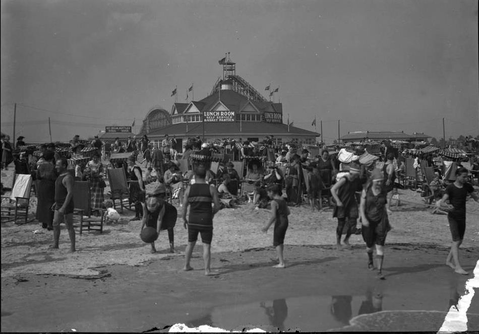 Beachgoers On Brighton Beach, 1920.