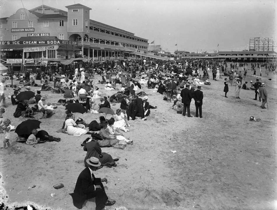 Bathers At Brighton Beach, Probably 1912.