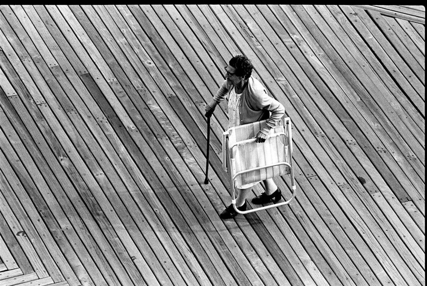 Looking For A Place To Sit On The Boardwalk, Brighton Beach, 1987.