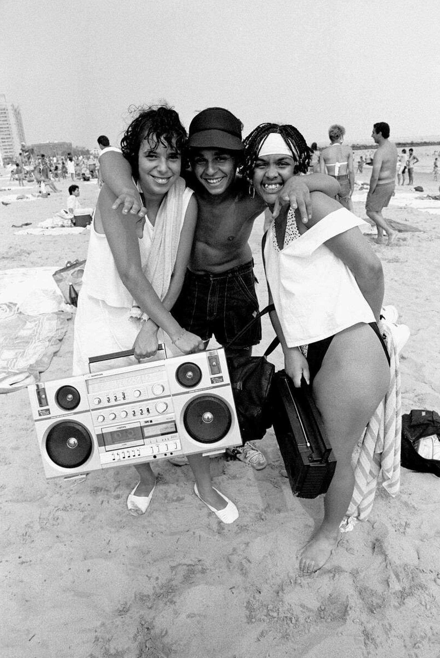 Three And A Boom Box, Brighton Beach, 1987.