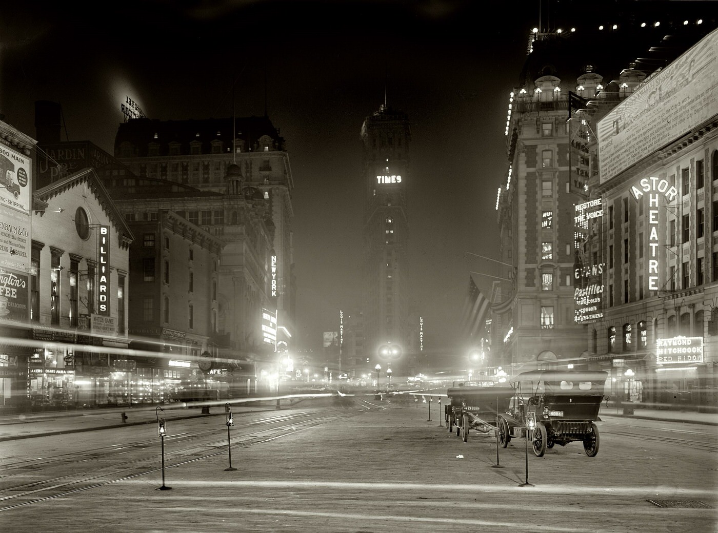 Times Square At Night With Raymond Hitchcock In &Amp;Quot;Red Widow&Amp;Quot; Playing At The Astor, 1911.