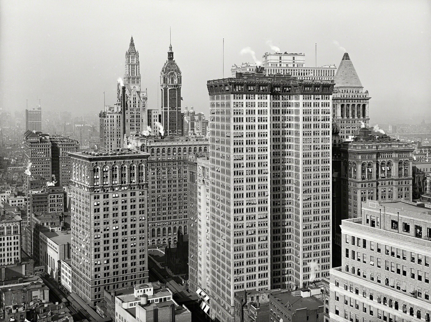 Skyscrapers, Looking North Toward Towers Of Woolworth And Singer Buildings, 1917.