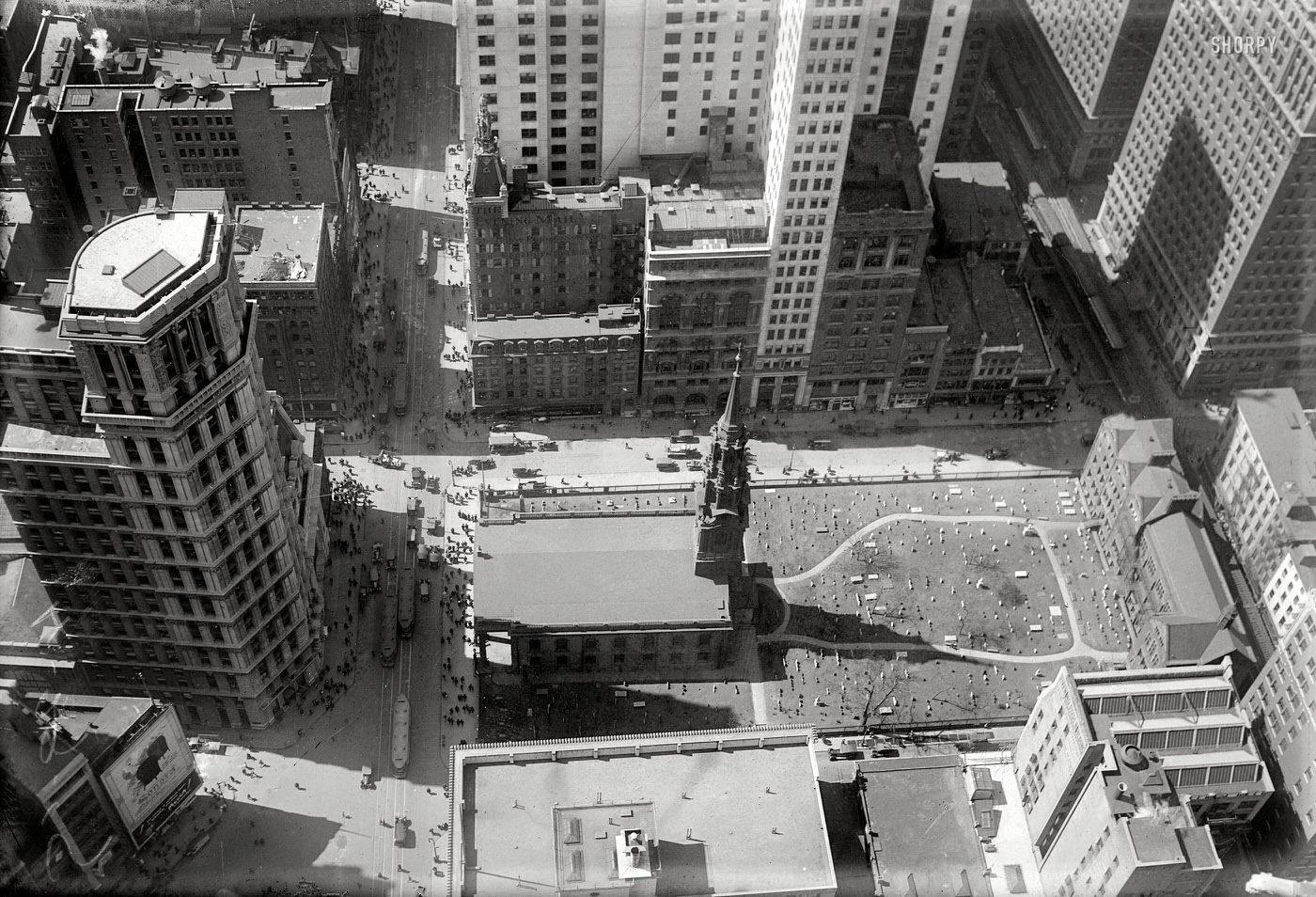 St. Paul'S Church And St. Paul Building From Woolworth Building, 1919.