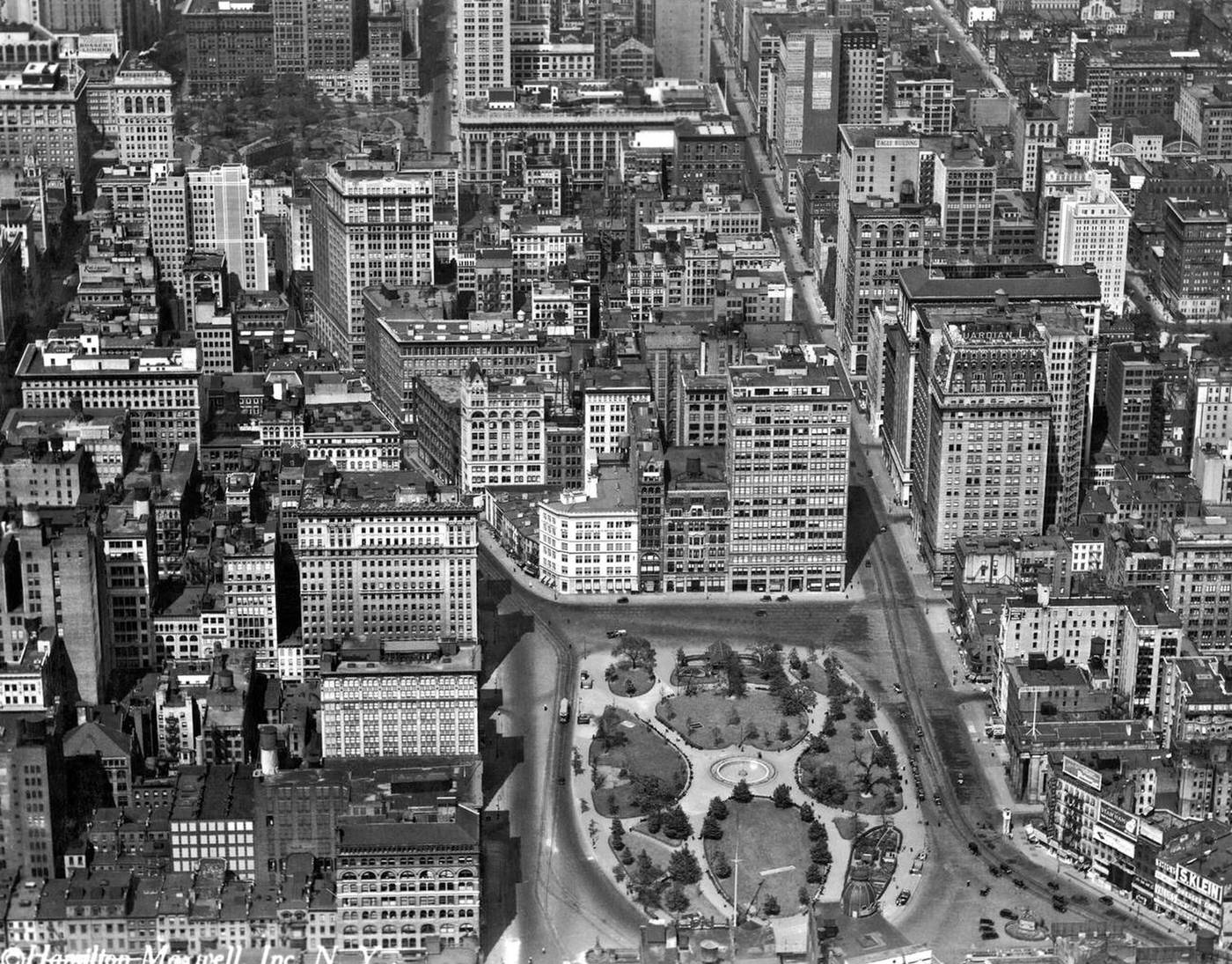 Aerial View Of Union Square In Manhattan, New York, 1926.