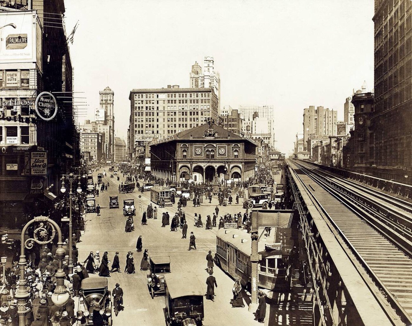 Herald Square With Trams, Cars, And Crowds Of Pedestrians, 1921.
