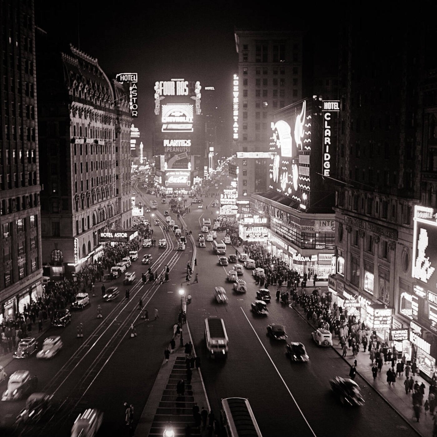 The Great White Way Theaters On Broadway At Night, Manhattan, 1930S.
