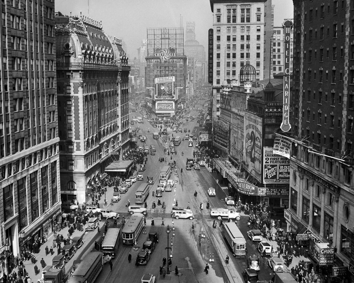 Times Square Looking North From Times Tower, Midtown Manhattan, 1935.