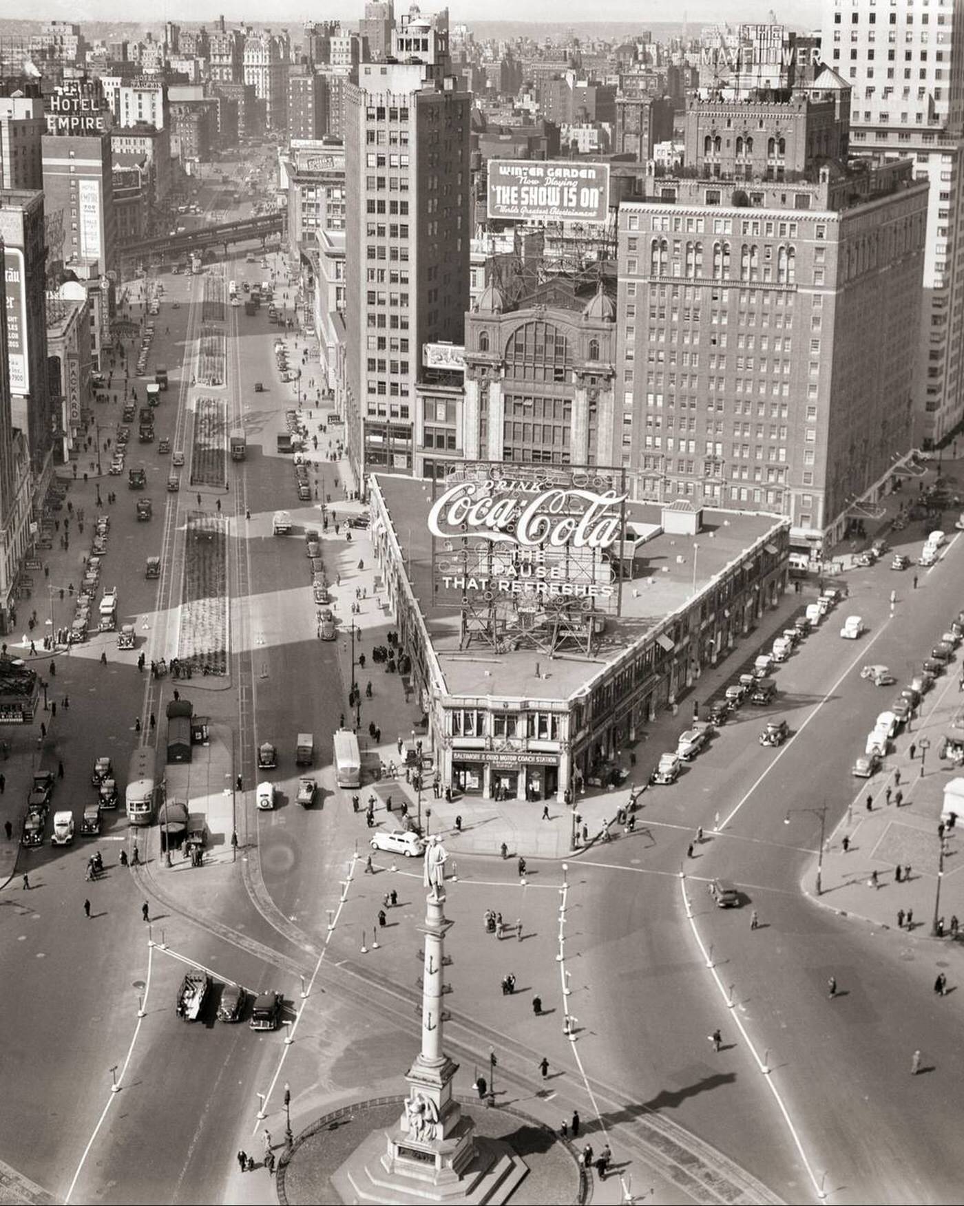 Columbus Circle With The Intersection Of Broadway, Central Park West And 59Th Streets, 1930S.