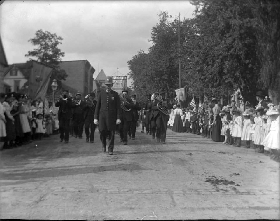 Church Band Marching In A May Parade, Bronx, 1900S.