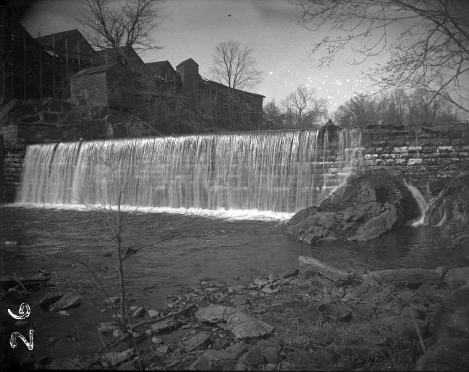 Bronx River Falls And Stone Dam In Bronx Park, Bronx, 1902.