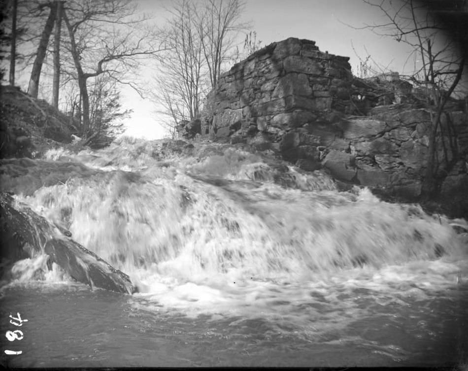 River Falls And Old Mill Wall In Bronx Park, Bronx.