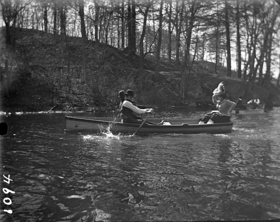 Row Boats On The Bronx River, Bronx, Ca. 1899.