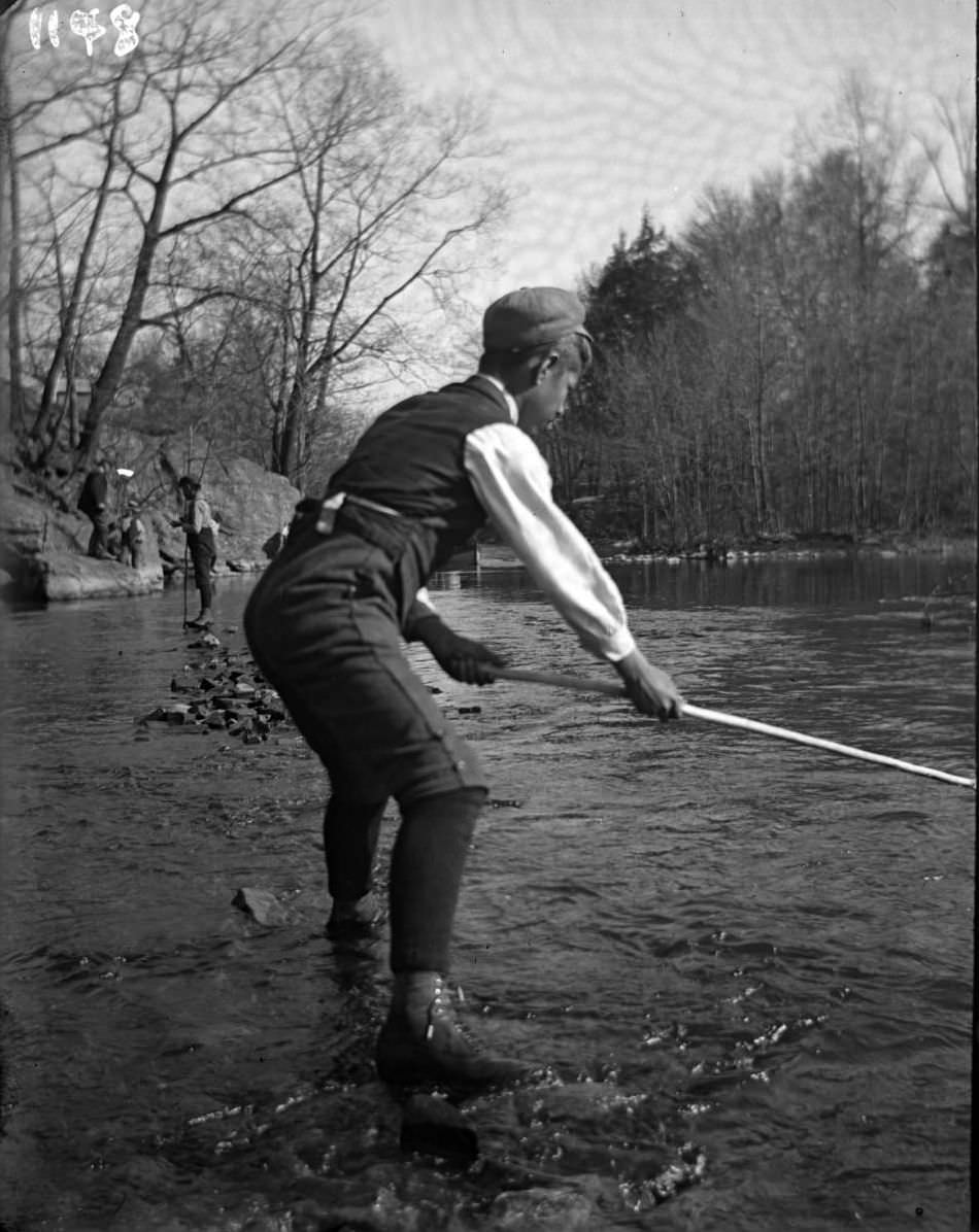 Boys Fishing In The Bronx River, Bronx, 1899.