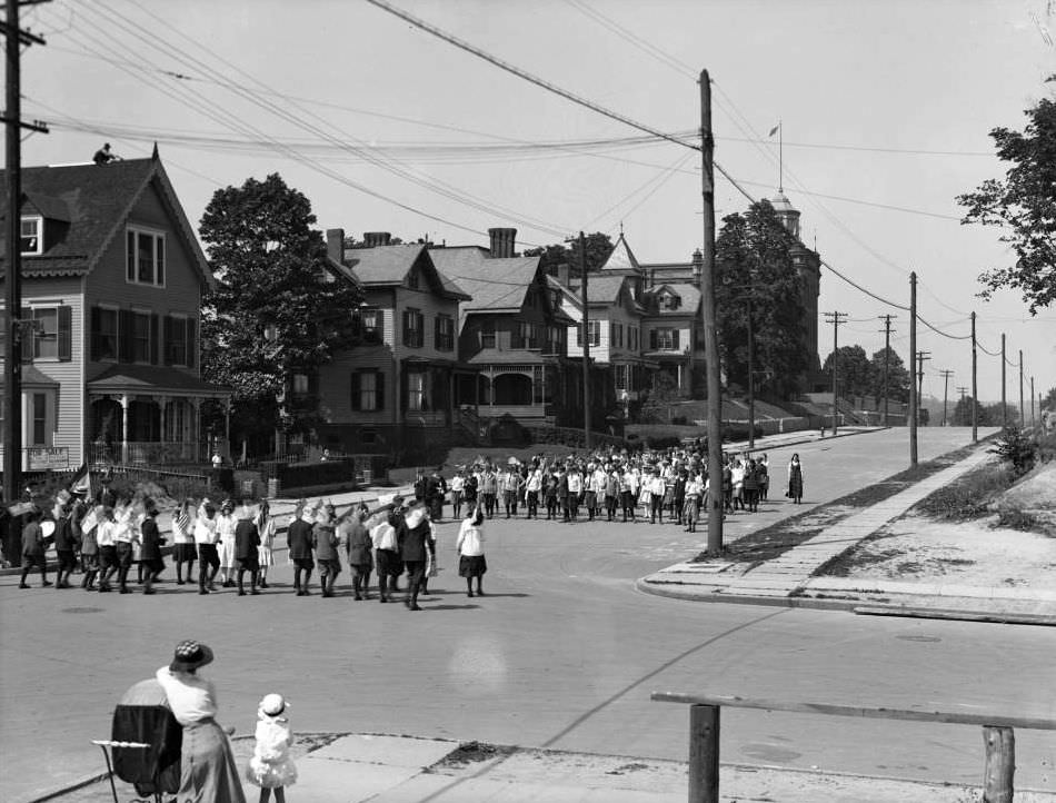 Small Parade On Kingsbridge Avenue, Looking North From W. 231St Street, Bronx, 1916.