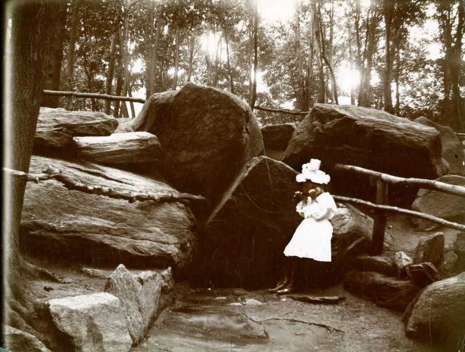 Girl Drinking At Montaigne'S Spring, Mcgown'S Pass, Central Park, 1898.