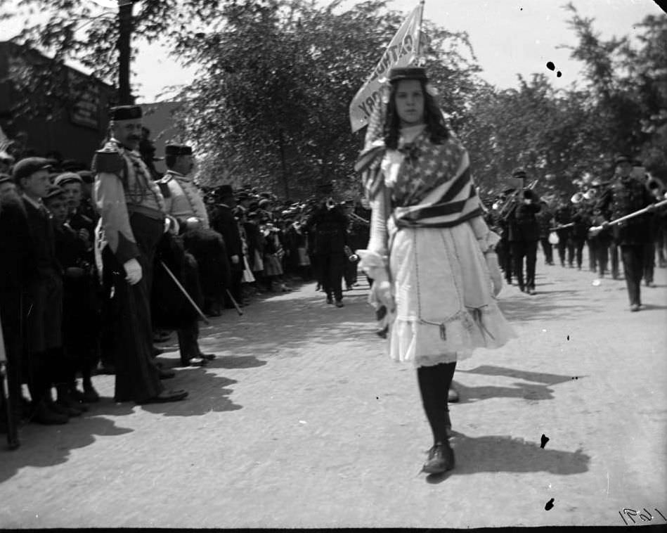Girl Walking In A Decoration Day Parade, Bronx, 1902.