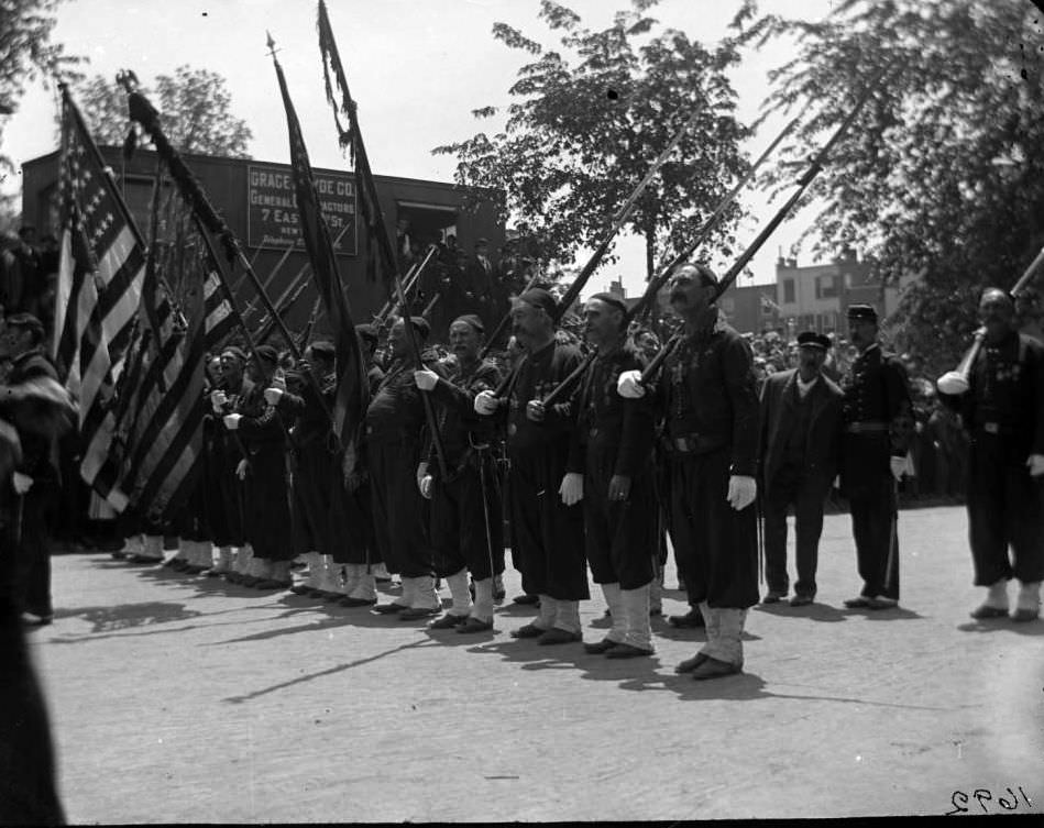 Zouaves Marching In A Decoration Day Parade, Bronx, 1902.