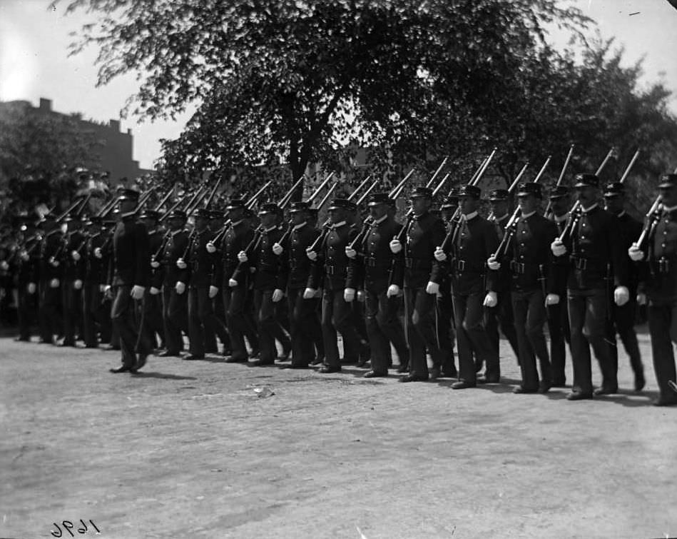 Regular Army Soldiers Marching In A Decoration Day Parade, Bronx, 1902.