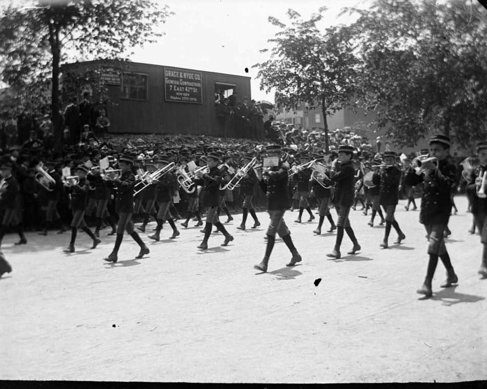 Children'S Band Marching In A Decoration Day Parade, Bronx.
