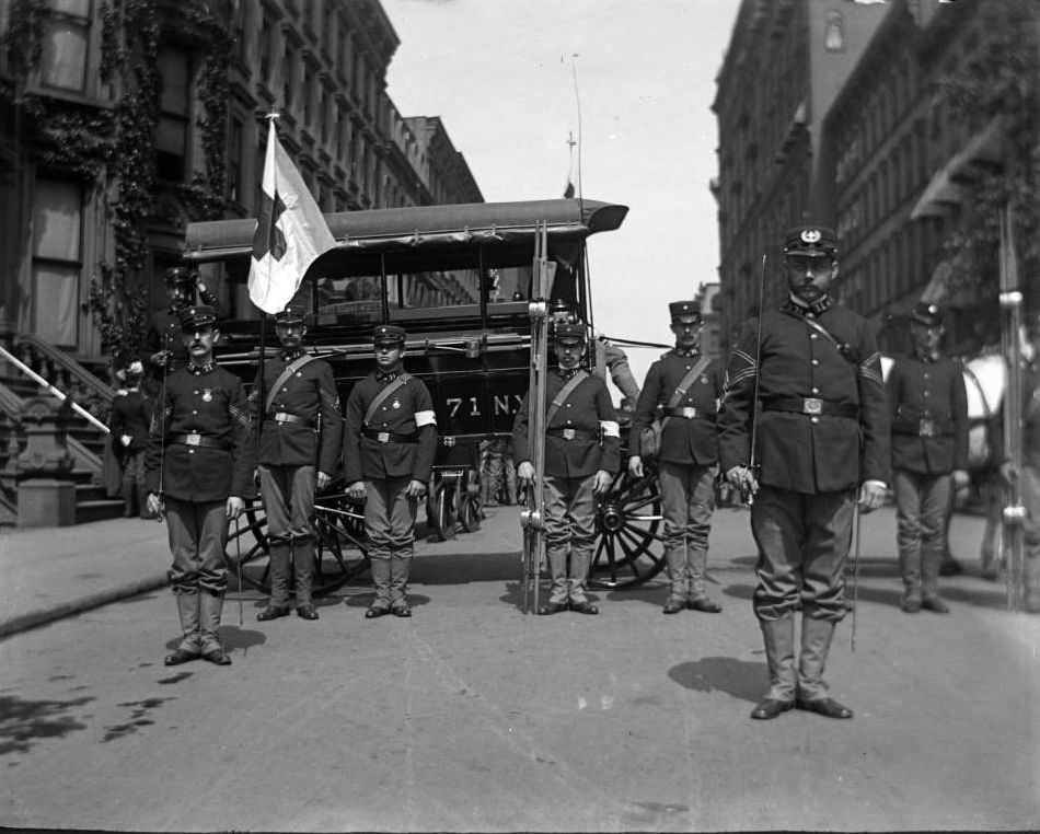 Men Of The 71St Regiment Participating In A Decoration Day Parade, Bronx, 1900S.