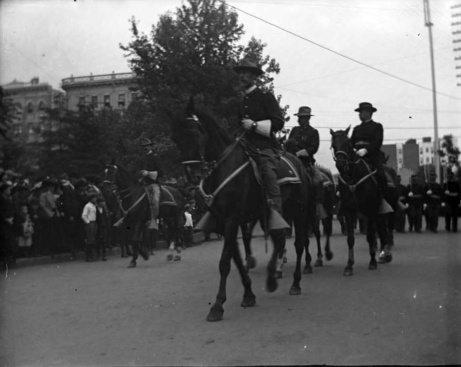 Mounted Officers Riding In A Decoration Day Parade, Bronx.