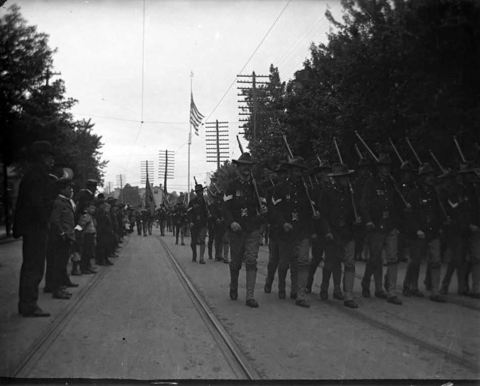 Infantry Marching In A Decoration Day Parade, Bronx.