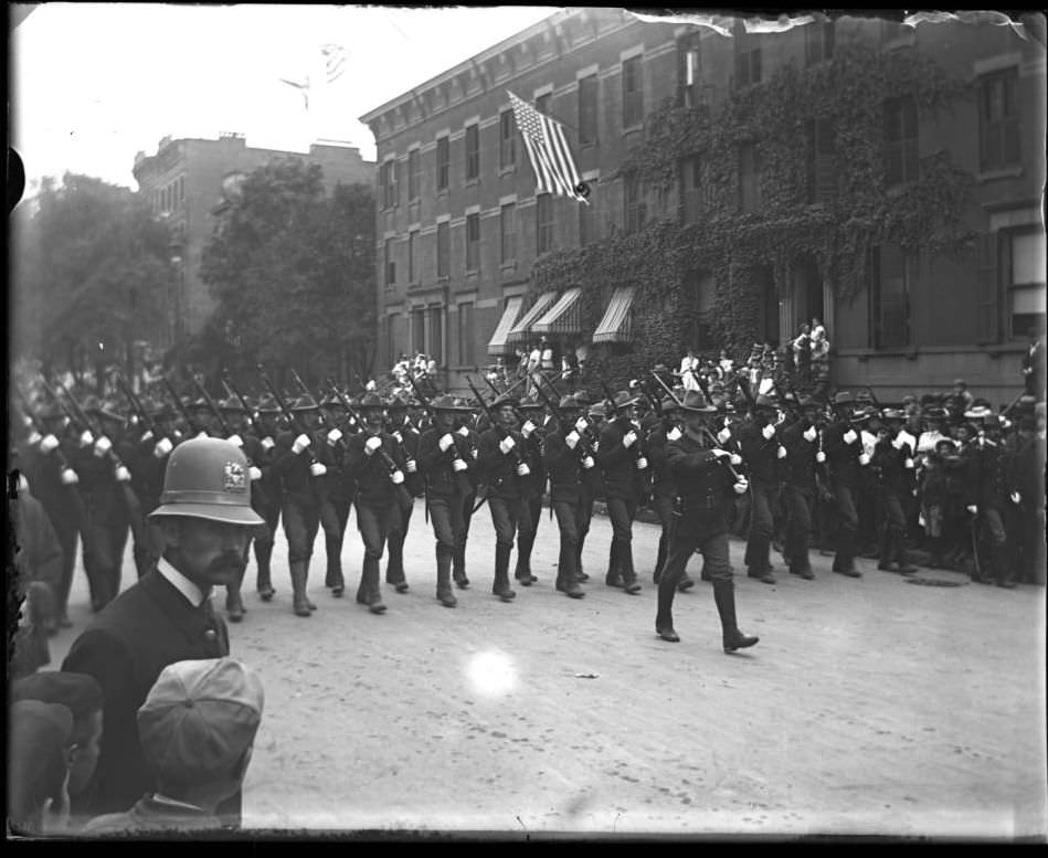 Infantry Marching In A Decoration Day Parade, Bronx.