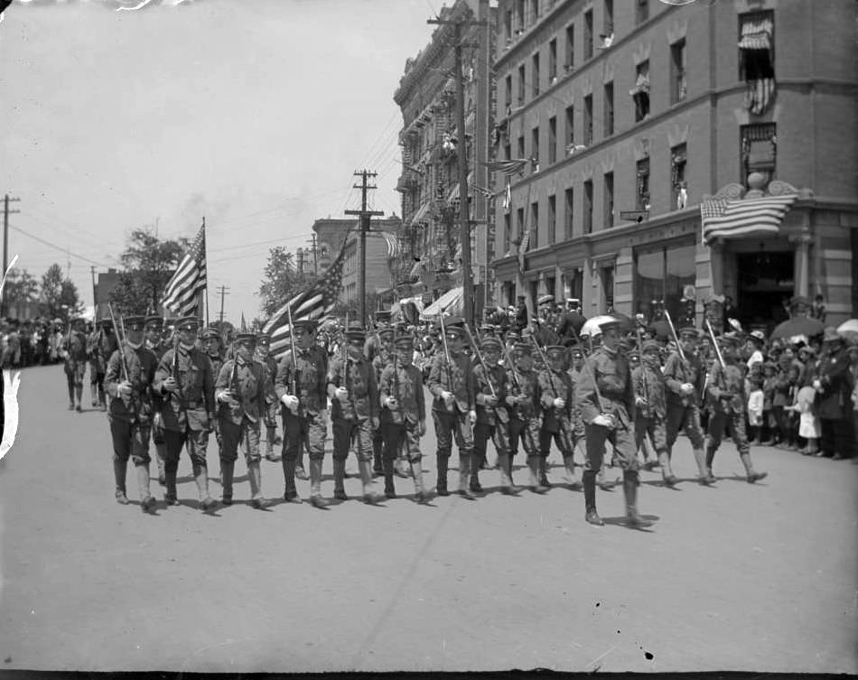 Uniformed Boys On Parade For Decoration Day, Bronx, 1900S.